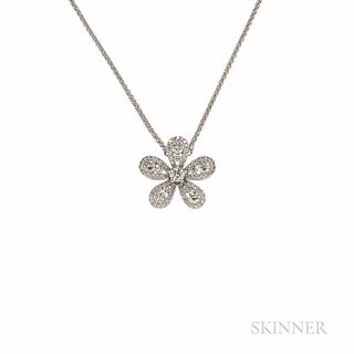 18kt White Gold and Diamond Flower Pendant