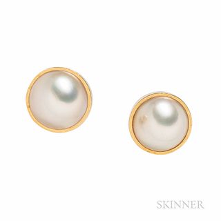 Tiffany & Co. 18kt Gold and Mabe Pearl Earclips