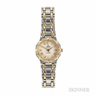 Lady's Concord Stainless Steel and 18kt Gold "Saratoga" Wristwatch