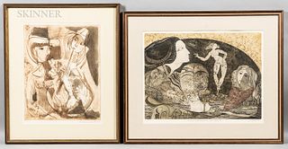 Two Framed 20th Century French Etchings