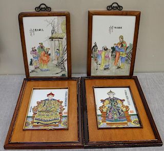 Lot of 4 Asian Enamel Decorated Porcelain Plaques.