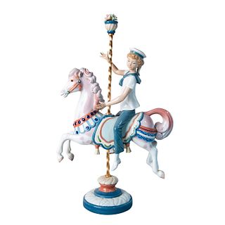 Boy on Carrousel 01001470 - Lladro Porcelain Figure