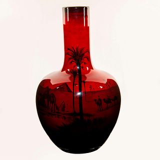Royal Doulton Flambe Monumental Exhibition Vase, Egyptian Desert Scene