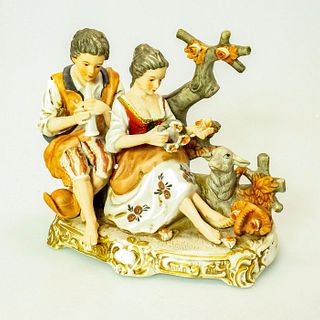 Vintage Capodimonte Porcelain Figurine Grouping Shepherds