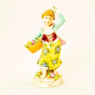 Sitzendorf Porcelain Figurine, Girl With Flower Basket
