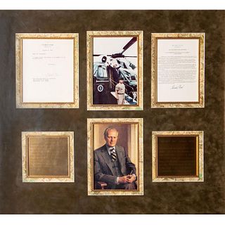 Framed Richard Nixon And Gerald Ford Memorabilia