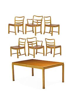 WORMLEY; DUNBAR Dining table and six chairs