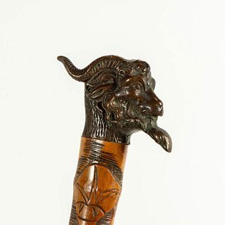 Hand Carved Asian Bronze Cane