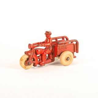 Vintage Cast Iron Crash Car Motorcycle Toy