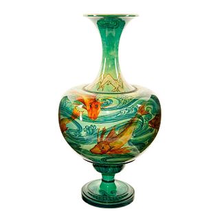 Doulton Lambeth Faience John Eyre Footed Vase, Sea Life