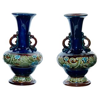 Pair Of Doulton Lambeth Stoneware Vases