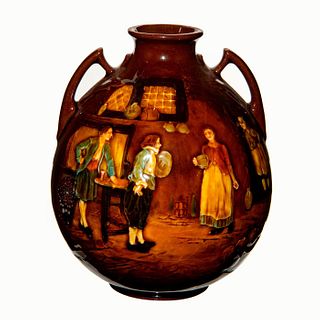 Royal Doulton Kingsware Twin Handled Vase, Tavern Scene