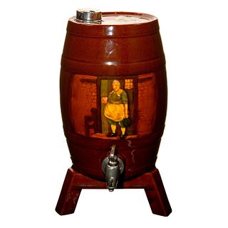 Royal Doulton Spirit Barrel with English Tavern Scene in Kingsware Glaze