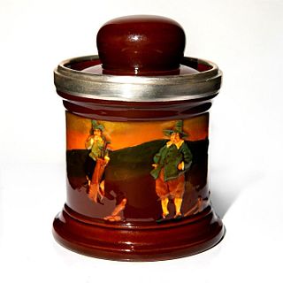 Royal Doulton Kingsware Silver Mounted Tobacco Jar, Golfers
