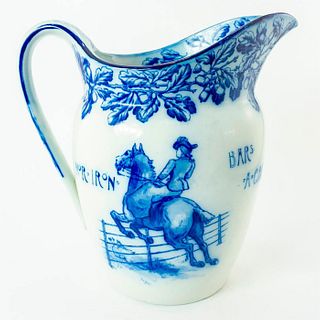Royal Doulton Flow Blue Pitcher, Horses And Riders