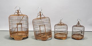 Group of Four Chinese Bamboo Bird Cages