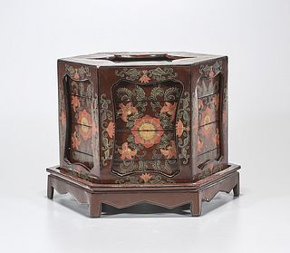 Chinese Painted Lacquer Stacking Octagonal Boxes