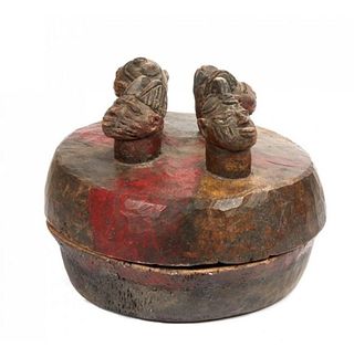 Yoruba Divination Bowl with 4 Heads, Ex Crocker Art