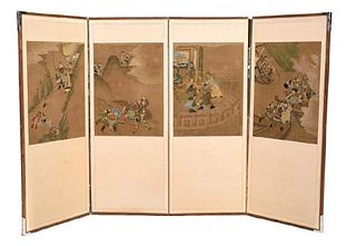 Korean 4 Panel Screen, Battle at Red Cliffs, Joseon