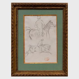 Edgar Degas (1834-1917): Deux Ã‰tudes de Cavaliers