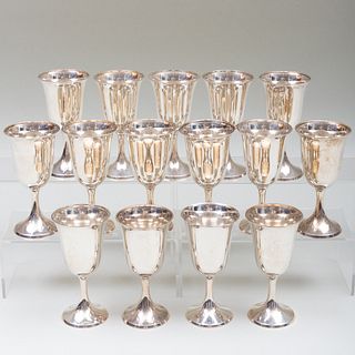 Assembled Set of Fifteen American Silver Goblets
