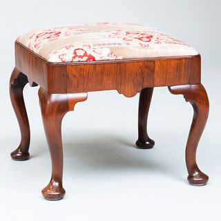 George III Style Walnut and Upholstered Stool
