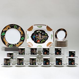 Lynn Chase Porcelain Dinner Service in the 'Jaguar Jungle' Pattern