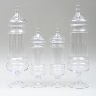 Set of Four Polish Glass Apothecary Jars
