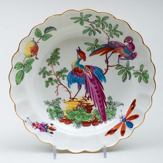 Small Chelsea Red Porcelain Plate Decorate with Fanciful Birds