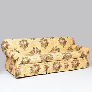 Linen Chintz Upholstered Three Seat Sofa