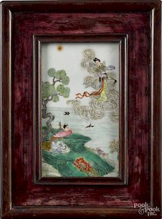 Chinese porcelain panel, 19th c., 7'' x 4''.