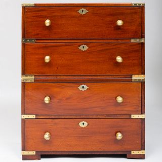 English Brass-Mounted Mahogany Campaign Chest