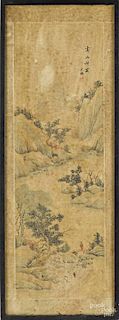 Pair of Chinese watercolor on silk landscapes,
