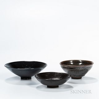 Three Black-glazed Tea Bowls