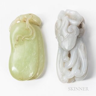 Two Jade Carvings of Fruit