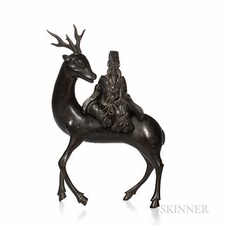 Bronze Deer with Jurojin, the God of Longevity