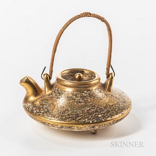 Satsuma Miniature Tripod Teapot with Bamboo Handle