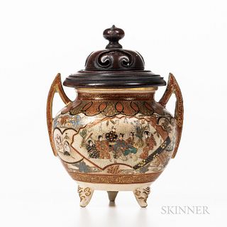 Satsuma Censer with Carved Wood Cover