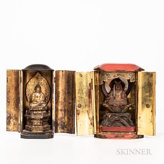 Two Portable Lacquered Shrines, Zushi