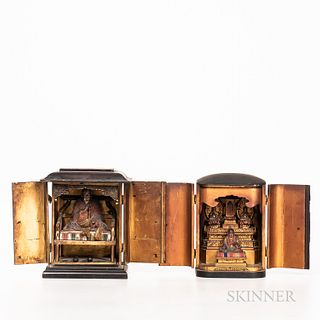 Two Portable Lacquered Shrines, Zushi