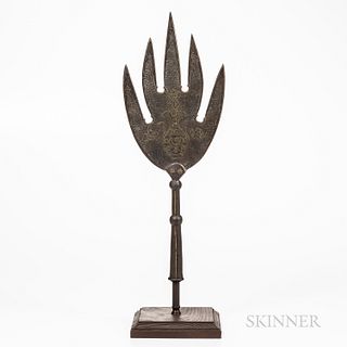 Bronze Five-pronged Banner Finial