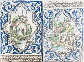 Pair of Qajar Pictorial Tiles