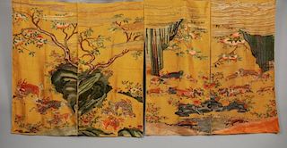 FOUR CHINESE SILK PANELS, EARLY 20th C.