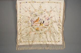 CHINESE SILK EMBROIDERED TABLE COVER, EARLY 20th C.