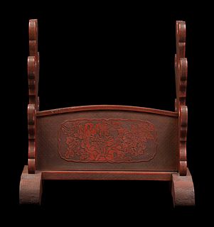 A Carved Red Lacquer Sword Stand