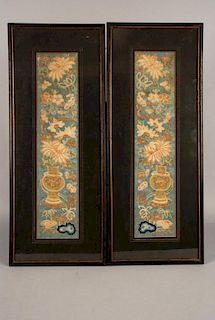 TWO FRAMED CHINESE EMBROIDERIES, 19th C.