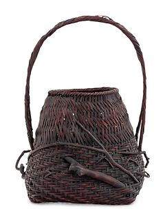 A Bamboo Flowering Arranging Basket
