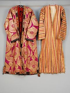 TWO ETHNIC SILK ROBES, 20th C.