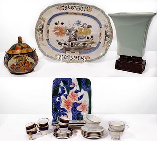 English Stoneware Platter with Asian Item Assortment