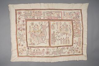 ETHNOGRAPHIC EMBROIDERED PANEL, 20th C.